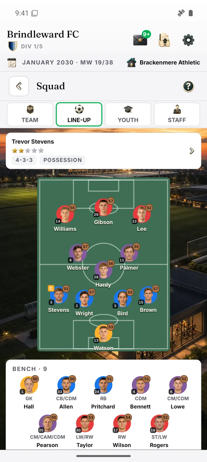 Squad lineup & tactics