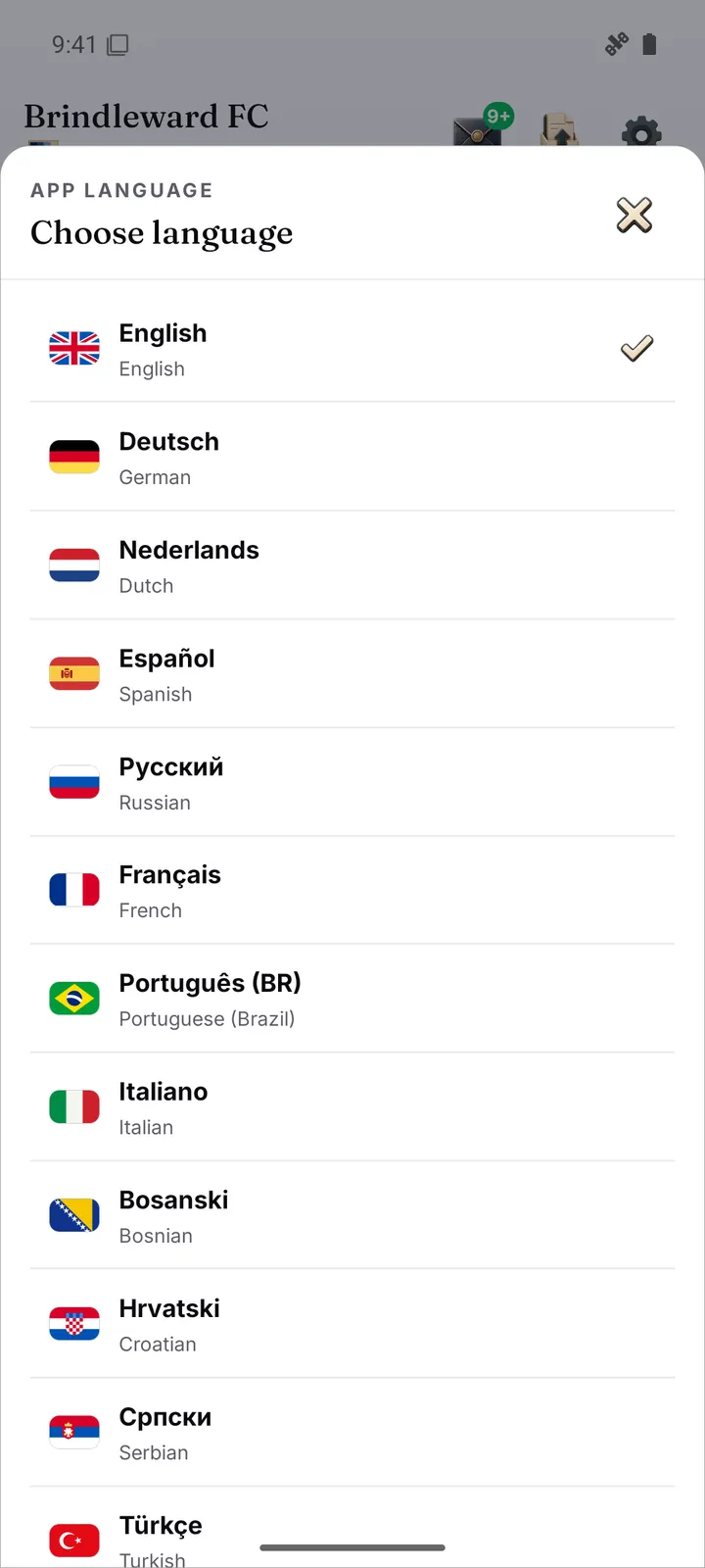 Language picker - Hometown FC