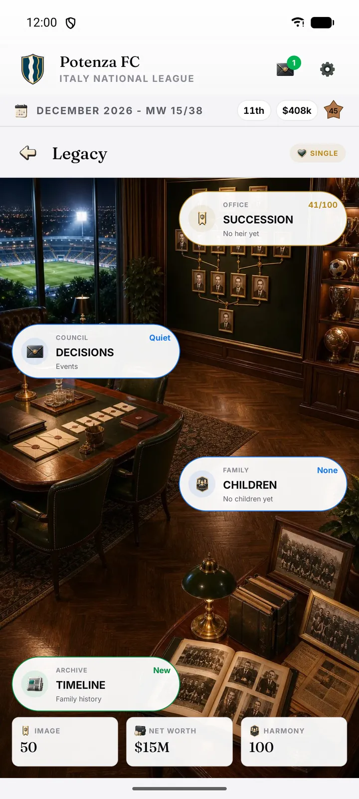 Legacy office with family succession wall