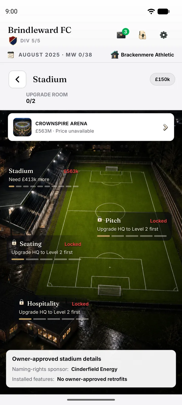 Stadium upgrade projects with prices