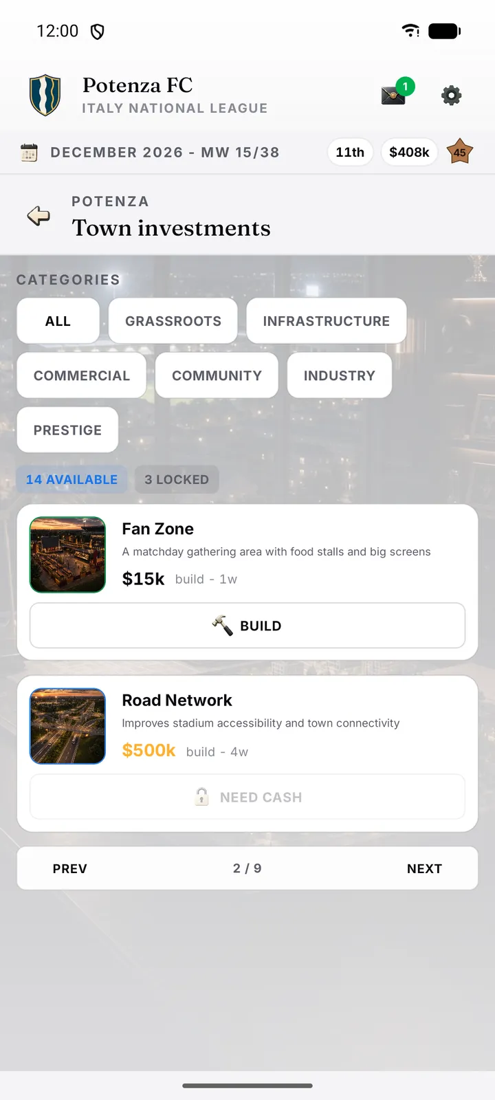 Town investments with buildable projects