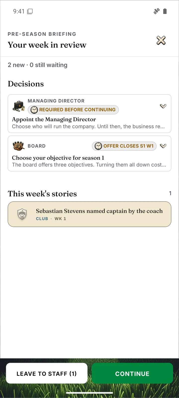 Weekly briefing