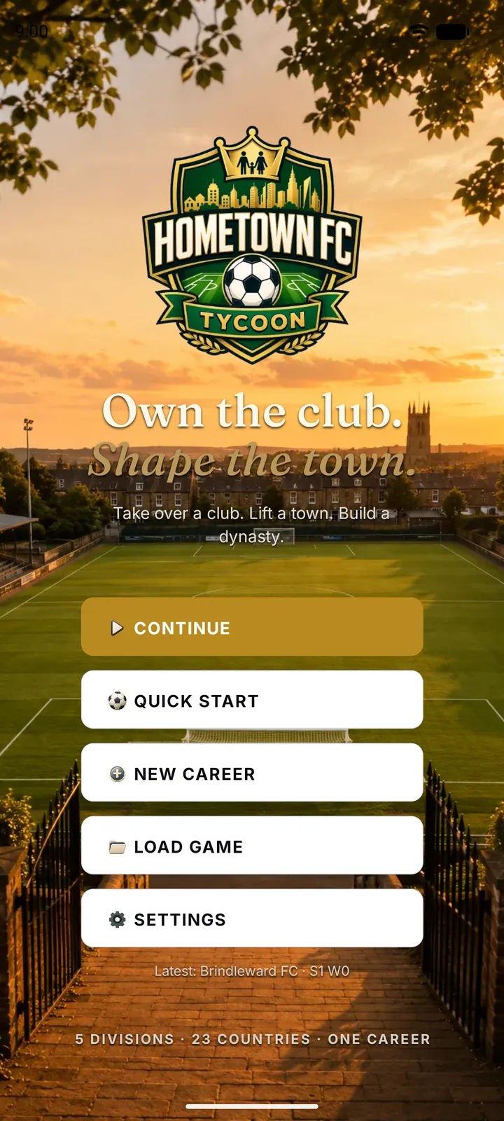 Start screen with the new career button