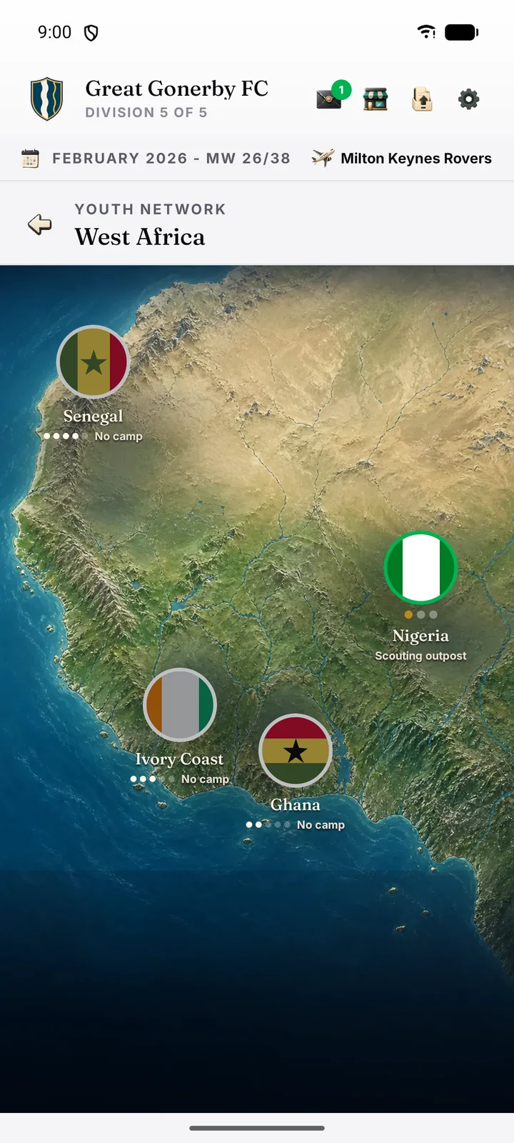 Regiokaart voor jeugdopleidingen in West-Afrika met Nigeriaanse scoutingpost