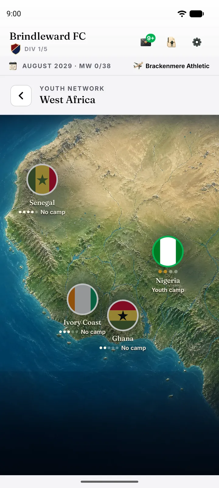 West Africa youth camp region map with Nigeria scouting outpost